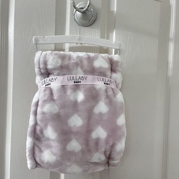 Lullaby Baby Pink Heart Print Luxury Velvet Baby Blanket Lovey 30 in x 40 in - Picture 10 of 13